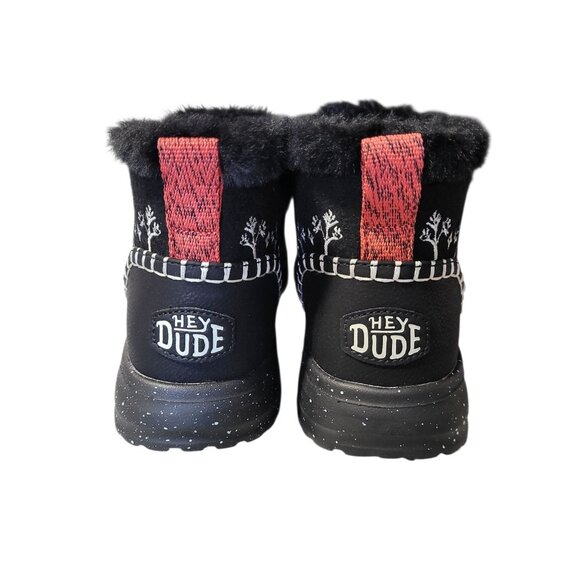 Hey Dude Denny Wool Faux Shearling Boot Black Slip On Comfy Ankle Womens Size 11 - Picture 3 of 8